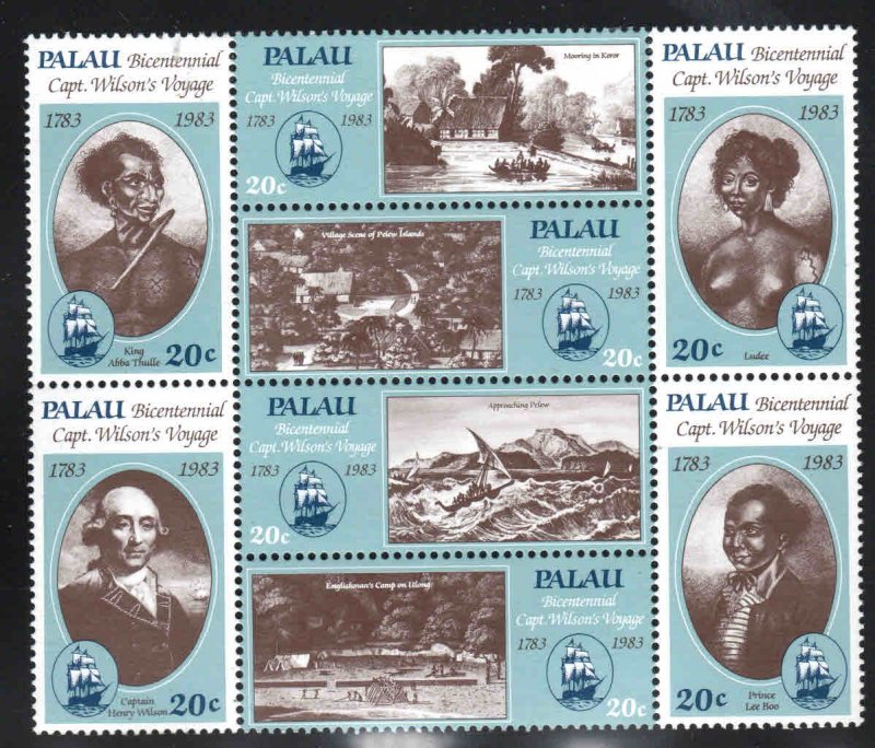 Palau # 33-40 ~  Cpllt Set, Block of 8 ~ Mint, HMR