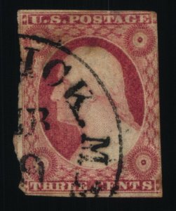 Scott #11A VF - 3c Dull Red - Washington - Used - Thin - UL Δ 1RC