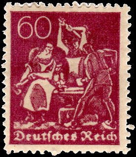 Germany 168 - Mint-H - 60pf Blacksmiths (wmk 126) (1922)