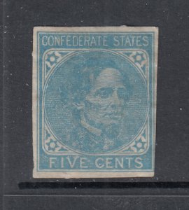 US Confederate States 5c Jefferson Davis (No Gum) cv$22.00