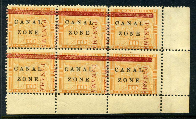 Canal Zone Scott #13 Corner Margin Mint Block of 6 (Stock #CZ13-32)