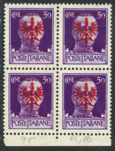 SLOVENIA 1944 GERMAN OCCUPATION LAIBACH 50c BLK4 w 3 Varieties Sc N43 MNH