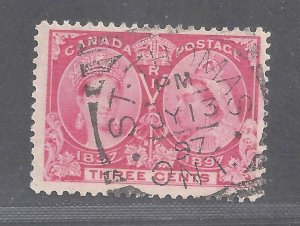 Canada # 53 VF USED SQUARED CIRCLE CANCEL ST. THOMAS ONT JUL 13 1897 S26347