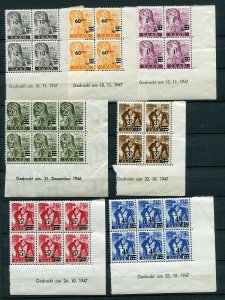 GERMANY SAAR 1947 OVERPRINT SET OF 13 STAMPS SCOTT 175-187 MNH DATE BLOCKS