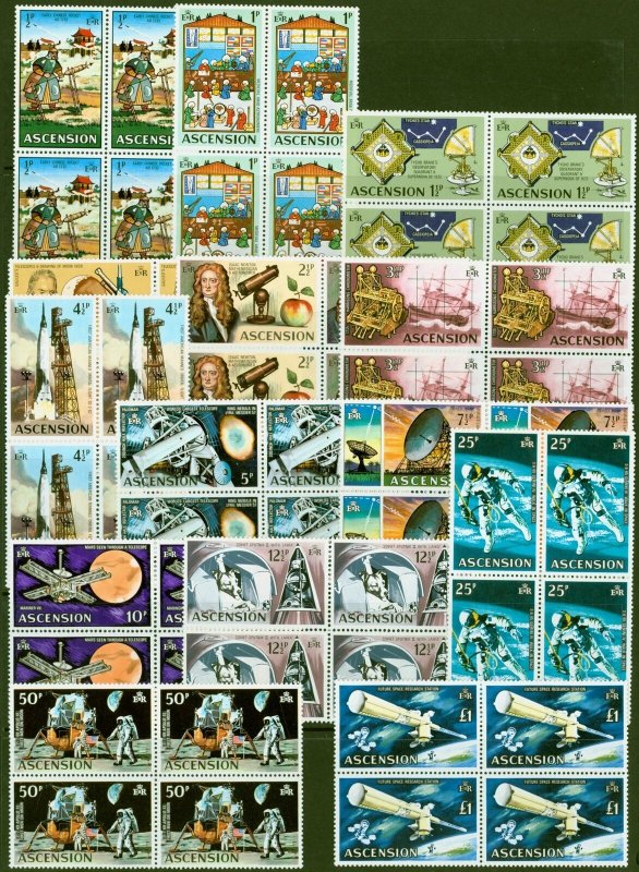 Ascension 1971 Space Travel set of 14 SG135-148 in Superb MNH Blocks of 4