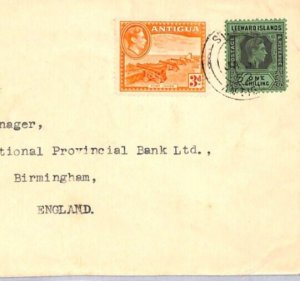 ANTIGUA/LEEWARD ISLANDS Mixed Franking COMMERCIAL Air Mail 1952 Birmingham ZF225