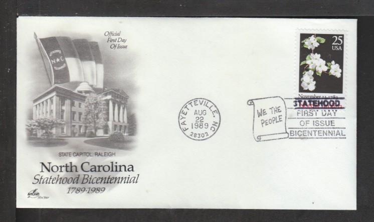 US 2343 North Carolina 1989 Artcraft U/A FDC 