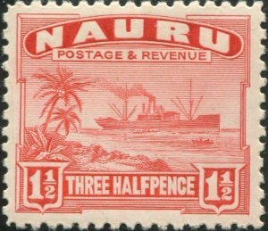 Nauru 1937 SG28B 1½d scarlet Freighter shiny MLH