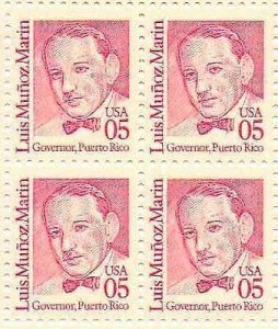 1990 L. Marin Puerto Rico Governor Block of 4 5c Postage Stamps, Sc#2173, MNH,OG