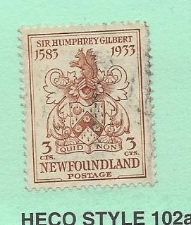 Canada (Newfoundland), 214, Gilbert Coat of Arms Single, Used