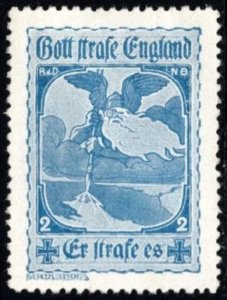 1914 German WW I Propaganda Poster Stamp God Punish England! He Punishes It