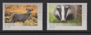 Norway 2014 Set of 2 Wildlife: Red deer, European badger