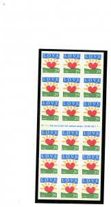 US  2813a - Love Sunrise 29c - Conv Booklet of 18 - MNH - 1994 - B111-1