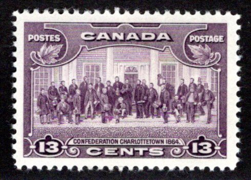 Scott 224, Charlottetown, 13c, VF/XF, MLHOG, Canada Postal Stamp