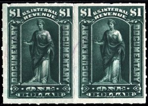 R173 $1.00 Documentary Stamp: Horizontal Pair (1898) Used