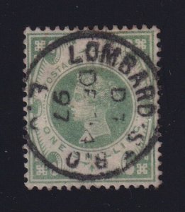 Great Britain Sc #122 (1887-92) 1/- green Victoria Lombard Street CDS VF U