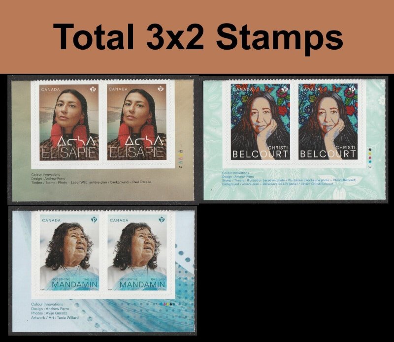 Canada 3451 3452 3453 Indigenous Leaders P horz plate pair set 3x2 MNH 2024