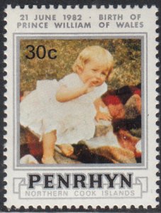 Penrhyn 1982 MH Sc #200a 30c Diana O/P Birth of Prince William 21 June 1982