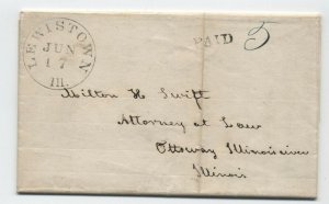 1846 Lewistown IL black CDS stampless fodled letter [5806.629]