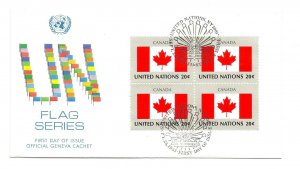 United Nations #410 Flag Series 1983, Canada, Official Geneva Cachet block 4 FDC