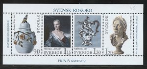 Sweden 1298 MNH, Swedish Rococo Souvenir Sheet from 1979.