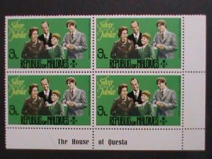​MALDIVES-1977- SILVER JUBILEE OF QUEEN ELIZABETH II MNH IMPRINT BLOCK VF