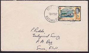 FIJI 1967 cover POST OFFICE MAKUTU FIJI cds.................................5929