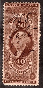R53d - 40c - Inland Exchange - Silk - used - F - USA Revenue Stamp