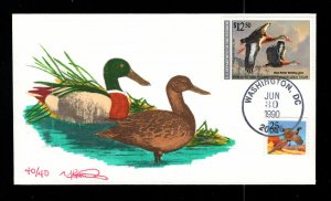 US DUCK SCOTT # RW57 - HAND PAINTED FIRST DAY COVER - RAWLINGS - #40/40