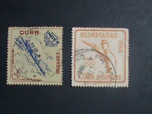 ​CUBA -2 VERY OLD OLYMPIC GAMES-    USED-CUBA STAMP-VERY FINE PLEASE WATCH