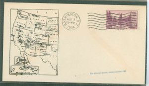 US 742 1934 3c Mt. Rainier single on an addressed first day cover with an unknown cachet and a Washington, DC cancel.