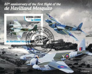 SIERRA LEONE 2020 - Military aircraft, Havilland Mosquito/ minisheet