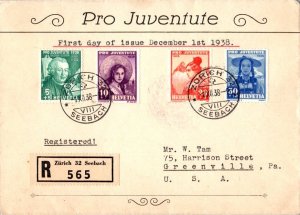 Switzerland Scott B91-B94 Typewritten Address.