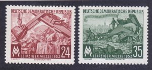 Germany DDR 172-73 MNH OG 1953 Leipzig Fair Power Shovel & Road Building Set