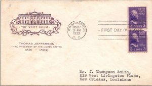 FDC 1939 SC #807a Farnam Cachet - Washington DC - Pair - J741