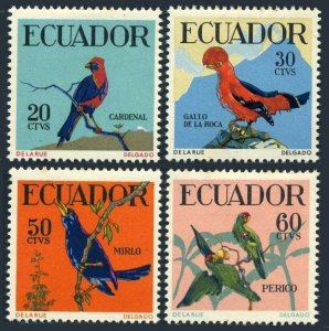 Ecuador 645-648, MNH. Michel 981-984. Birds 1958. Cardinal, Cowbird, Amazon.