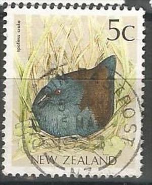 NEW ZEALAND, 1991, used 5c, Birds Spotless crake, Scott 919