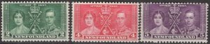 Newfoundland; 1937: Sc. # 230-232: MNH Cpl. Set