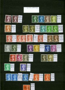 Great Britain Machin Collection In Stock Book Over 500  Stamps with ID Tags Used