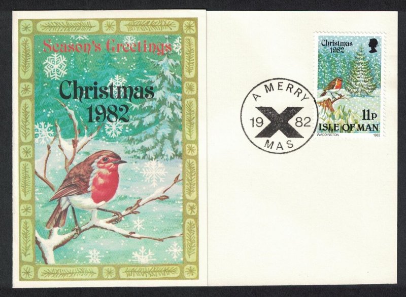 Isle of Man Christmas Robin Birds Maxicard 1982 SC#221-222 SG#225-226