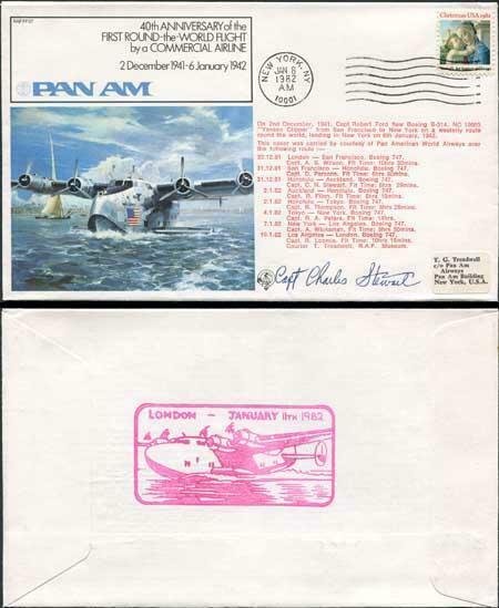 FF37b 1st Round the World Flight by Commercial Airline Signed Capt. Stewart (A)