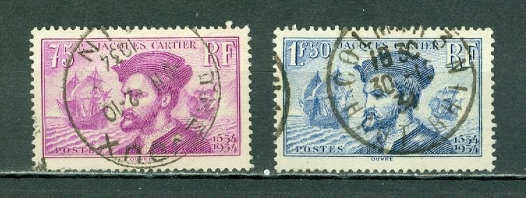 FRANCE 1938 CARTIER #296-297 SET... NICE CANCELLATIONS