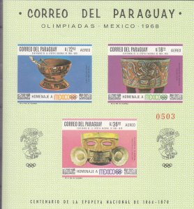 1968, Paraguay: Sc #1069, S/S, MNH (S17839)