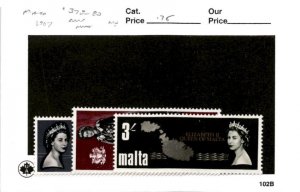 Malta, Postage Stamp, #378-380 Mint NH, 1967 Queen Elizabeth (AB)