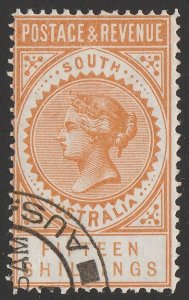 SOUTH AUSTRALIA 1886 QV Postage & Revenue 15/- brownish-yellow, perf 11½