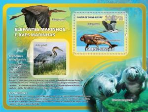 GUINEA BISSAU 2008 SHEET SEA ELEPHANTS BIRDS MARINE LIFE