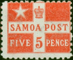 Samoa 1895 5d Dull Red SG72 P.11 Fine MM
