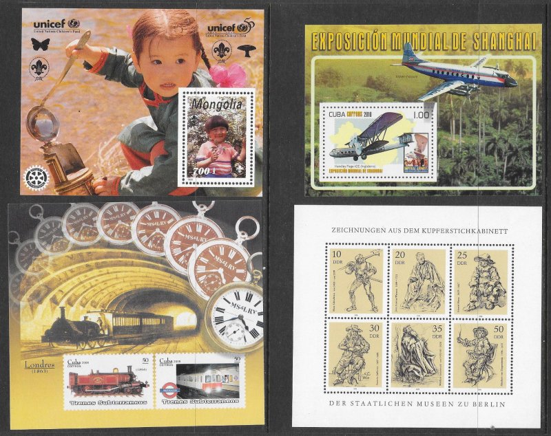 WORLDWIDE (120) All Different Souvenir SHeets ALL Mint Never Hinged