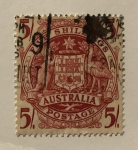 Australia 1949/50 Scott 218 used - 5sh, Coat of Arms