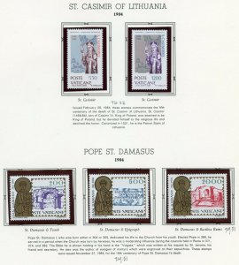 VATICAN CITY 1984 COMPLETE YEAR SET STAMPS MINT NH & BOOKLET ON WHITE ACE  PAGES